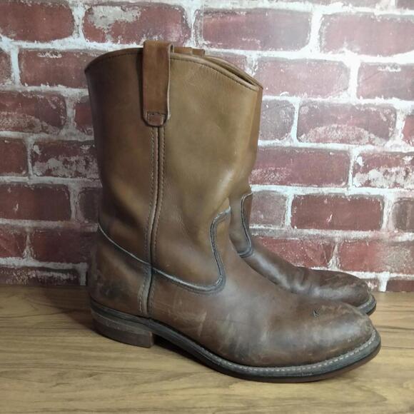 Red Wing Pecos Boots Mens Size 12 A Haritage Leather Western Brown Pull On - Picture 1 of 9